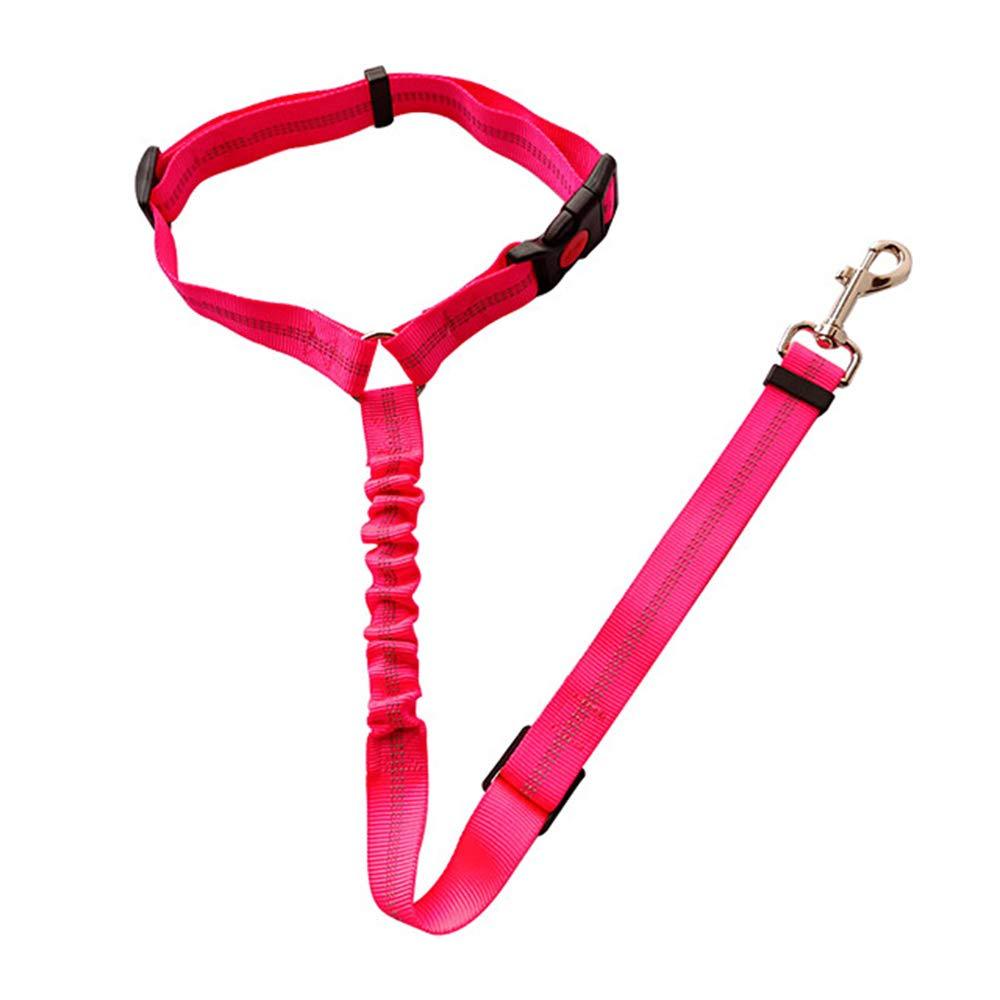 WDEC Dog Seat Belt, Adjustable, with Elastic Bungee Buffer and Reflective Stripe Line, Can Be Connected with Dog Harness, Dog Car Seat Belt Restraint, Used in Daily Travel (rose Red) rose Red - PawsPlanet Australia