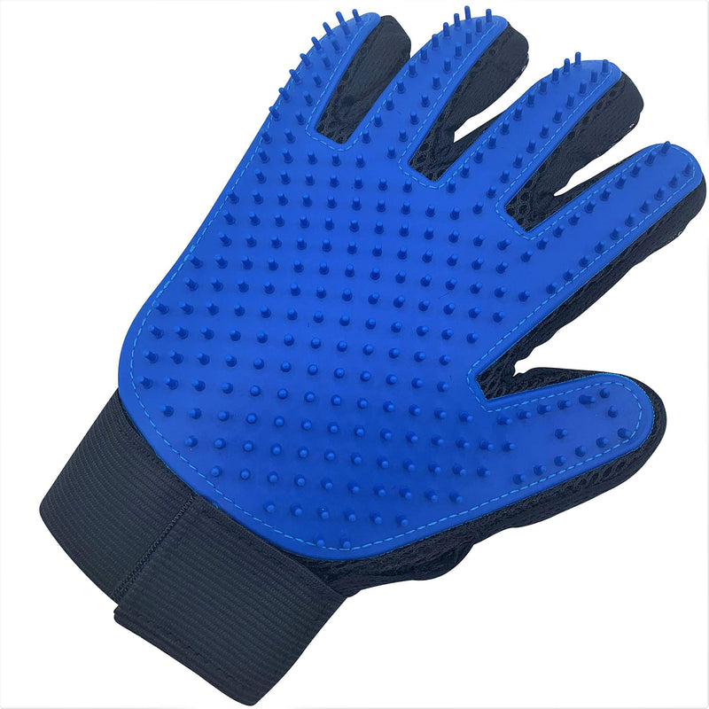 Hound & Yard Professional Pet Dog Cat Animal Grooming Gloves Groomers Deshedding Glove Hair Remover Brush Removal Tool with Soft Silicone Tips Single or Pair (Blue Right Hand) - PawsPlanet Australia