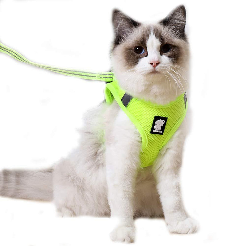 N / A Cat Harness and Leash, Reflective Escape Proof Kitten Harness Adjustable Breathable Mesh Padded Vest Harnesses For Pet Cat Outdoor Walking (S, Fruit Green) S: for chest 30-35cm - PawsPlanet Australia