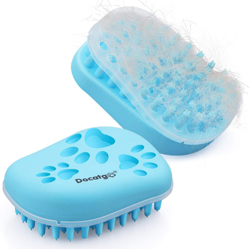 Docatgo Dog Cat Puppy Bath Brush, Grooming Massage for Short or Long Haired Pet, Easy to Clean Slicker Gentle Deshedding Comb with Removable Screen, Silicone Bristles Shedding Kit groomi Tool - PawsPlanet Australia