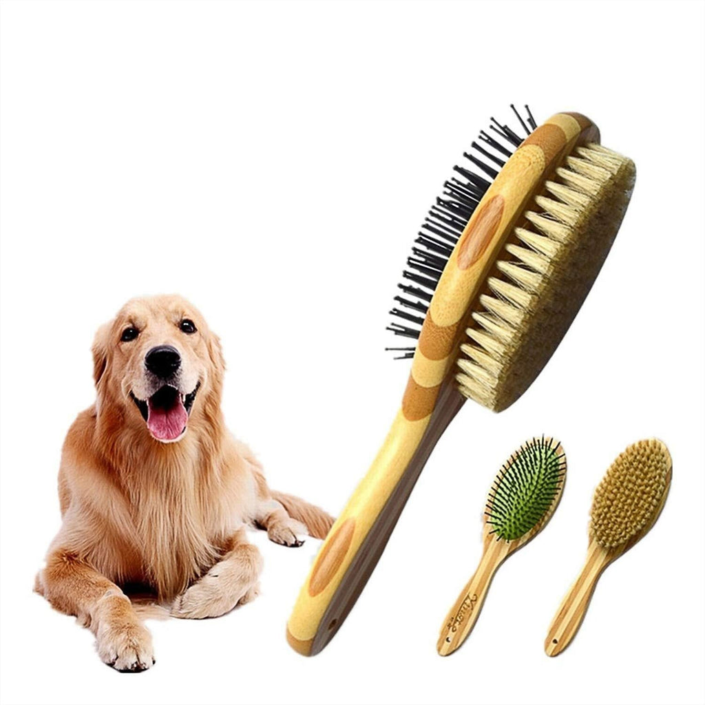 LSLEE Double-sided Pet Comb Brush, Pet Comb Multi-function Wooden Handle Hair Removal Brush，Airbag Comb Pet Hair Cleaning Brush，Dogs Hair Clean Brush，Cat And Dog Grooming Comb Pet Brush - PawsPlanet Australia