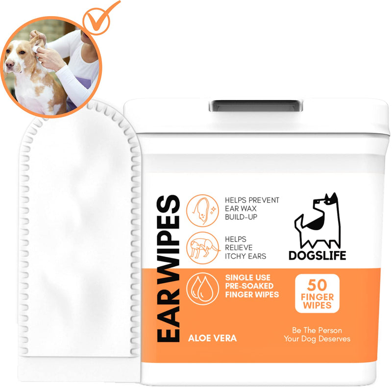 Dog Ear Wipes | Soft, Quick & Easy Ear Wipes For Dogs | Remove Wax, Dirt & Stop Smelly, Itchy Dog Ears | 50 Soothing Aloe Vera Dog Ear Cleaning Finger Wipes! - PawsPlanet Australia