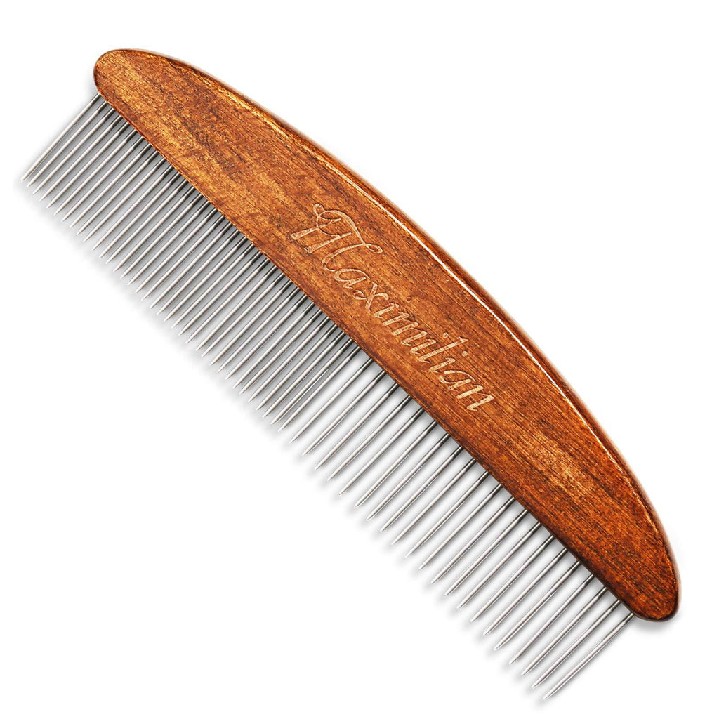 2021New Premium Handmade Wooden Dog Comb for Easily Removes Tangles and Knots. Cat Comb for Removing Matted Fur. Best Pet Grooming Tool with Rounded and Smooth Ends Teeth and Beautifully Crafted. - PawsPlanet Australia