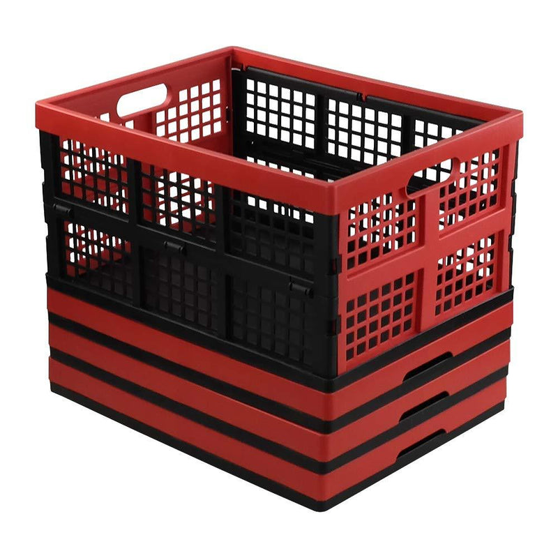 Qqbine 16 Litre Plastic Stackable Collapsible Crate, Plastic Storage Baskets, 4 Packs, F - PawsPlanet Australia