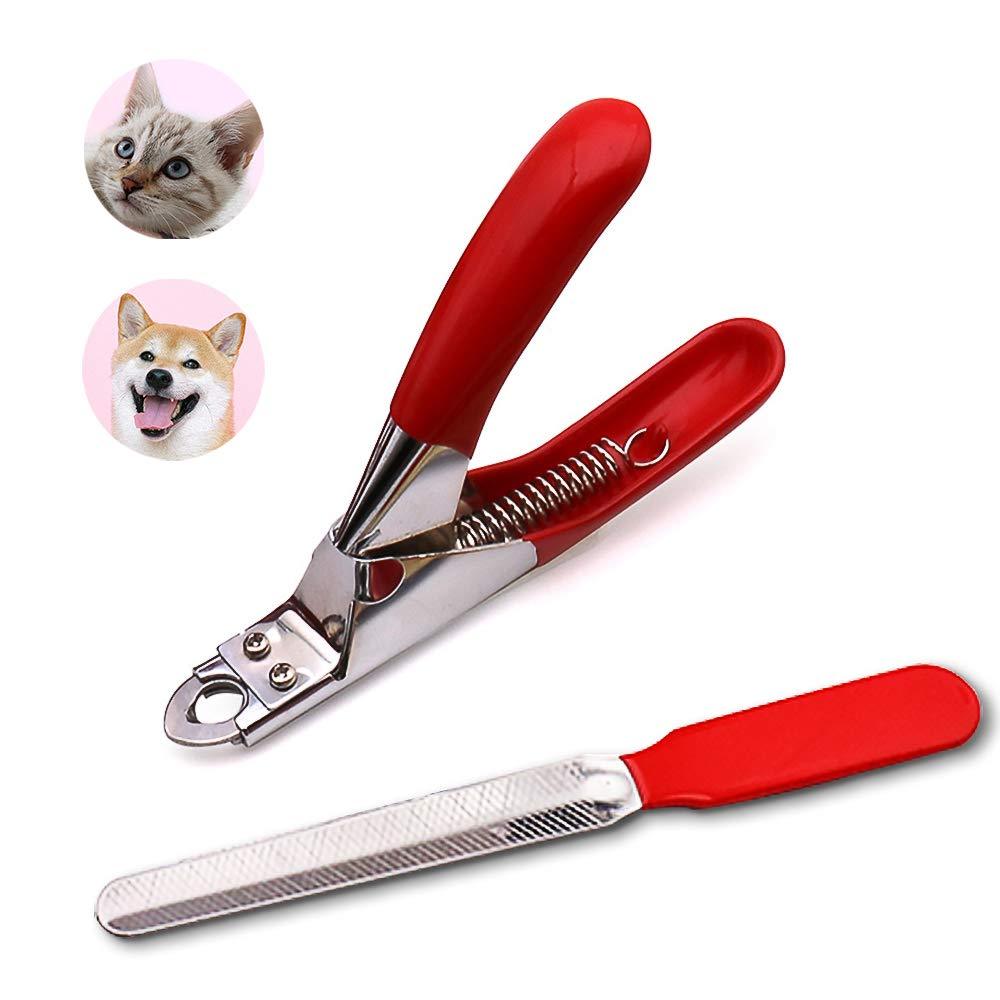 Aeska Dog & Cat Pets Nail Clippers with Protective Guard and Trimmers, Professional Pet Cat Nail Clippers & Claw Trimmer, Safety Guard to Avoid Overcutting, Grooming Tool for Small Animals (Red) red - PawsPlanet Australia