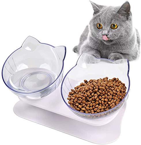ARTLoe Cat Bowl, Raised Cat Feeding Bowl, Cat Bowls Pet Food Feeder, 15° Tilted, Pet Feeding Bowl, Anti-Slip Transparent Cat Food and Water Bowl for Cats and Dogs, Protect Pets Cervical Vertebra - PawsPlanet Australia