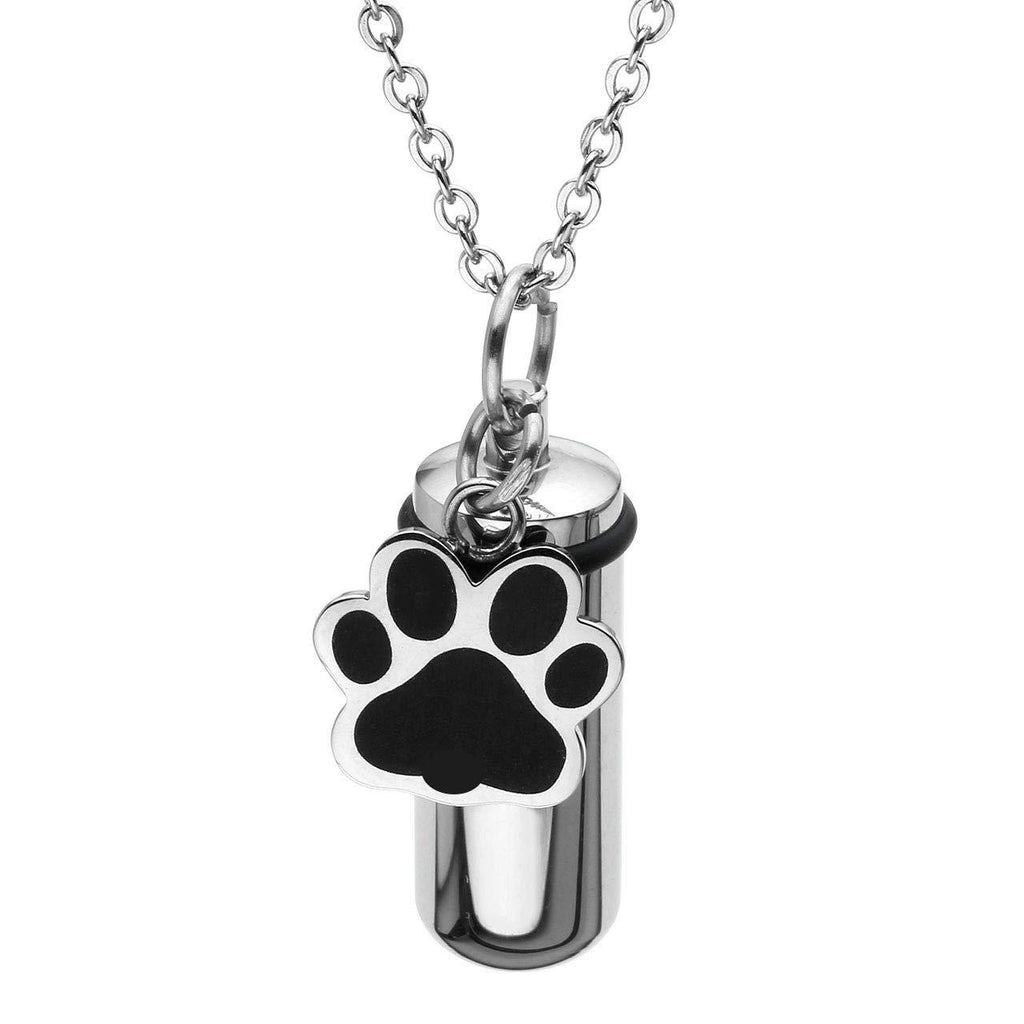 Zysta Pet Puppy Dog Paw Ashes Keepsake Necklace Keyring Set Personalised Custom Cylinder Pendant with Charm Urns Necklaces Keyrings Engraving Ash Holder Container Cremation Memorial Jewellery 1 Piece Necklace Non-Engraving - PawsPlanet Australia