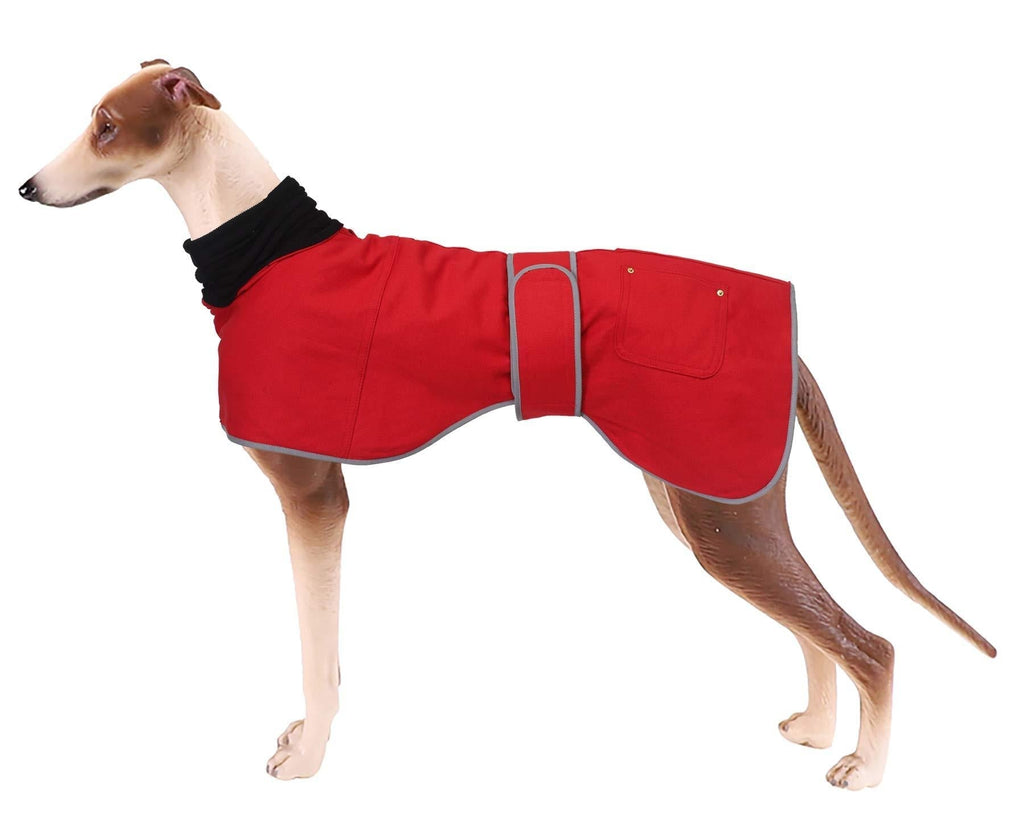Ctomche cotton dog vest，Dog Winter Coat Reflective Waterproof,Windproof Fleece Lined Dog Coat,Coat Warm Dog Apparel Cold Weather for Greyhounds,Lurchers and Whippets Red-M Medium (Length:56CM) - PawsPlanet Australia