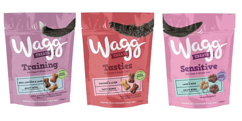 Wagg Dog Treats Bundle 3 Varieties - Training with Beef Chicken & Lamb, Tasties with Chicken Liver, Sensitive with Lamb & Rice 125g (one pack of each) - PawsPlanet Australia