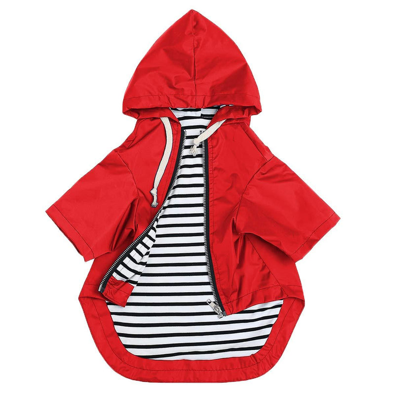 Stylish Premium Dog Raincoats - Dog Wear Yellow Zip Up Dog Raincoat with Reflective Buttons, Pockets, Rain/Water Resistant, Adjustable Drawstring -Red -S S Red - PawsPlanet Australia