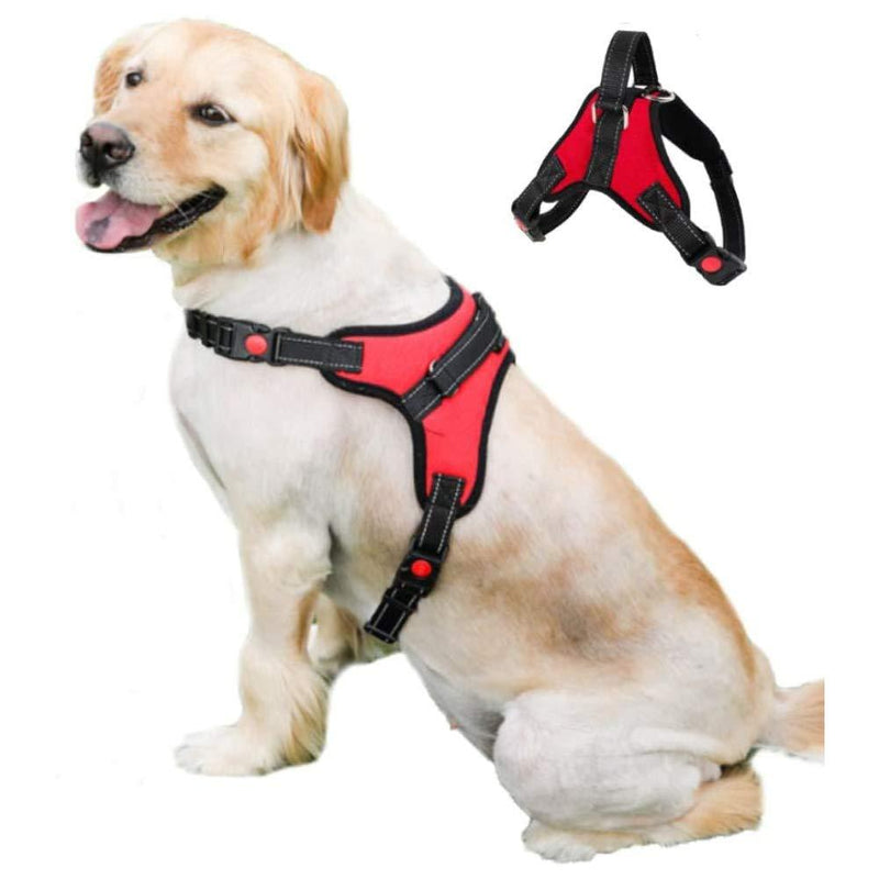 FEimaX Medium Large Dog No Pull Harness with Handle Adjustable Reflective Mesh Padded Puppy Vest Harness for Small Medium Dogs Pet Chest Harness for Outdoor Walking Training M (19.6-23.6'') Red - PawsPlanet Australia