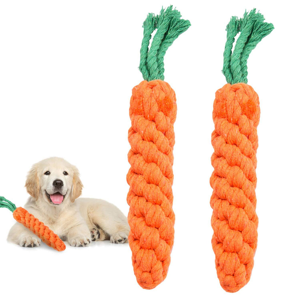 MEKEET Dog Puppy Boredom Rope Toy, 2 Pack Cotton Natural Teeth Cleaning Chew Rope Dogs Ball Knot Training toy Small Dogs Toy Carro - PawsPlanet Australia