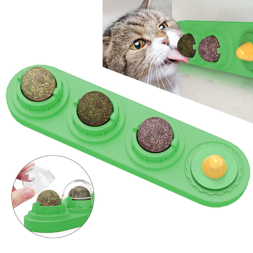 NCONCO Catnip Balls, Cats Lick Toy 100% Natural Catnip Edible Balls Licking Treats Toy for Cats Kitten Green - PawsPlanet Australia