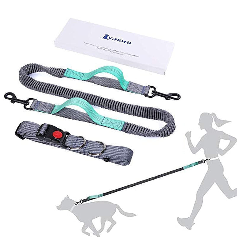 BIGLUFU Hand Free Dog Lead, Dog Walking Belt Adjustable Dog Leash Waist Belt Pet Dog Leash Couple Running and Jogging Lead Belt, Reflective Stitching for Medium to Small Dogs(Green) Green - PawsPlanet Australia