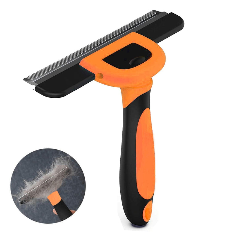 FURUISEN Dog Deshedding Brush, Desheeding Tool for Large Dogs, Short Haired Dogs Cats Brush for Removing Loose Hair, Dog Deshedder Orange - PawsPlanet Australia