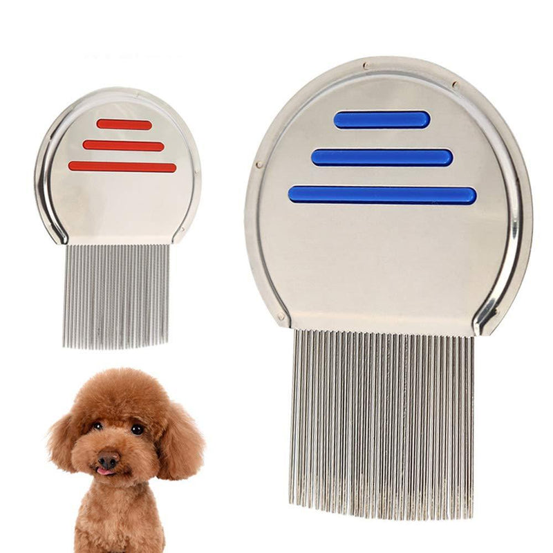 YUEMING 2 Pieces Flea Comb,Pet Lice Combs,Grooming Tools Metal Comb, Flea Removal Grooming Comb Stain Remover Combs for Cats, Dogs, Rabbits - PawsPlanet Australia