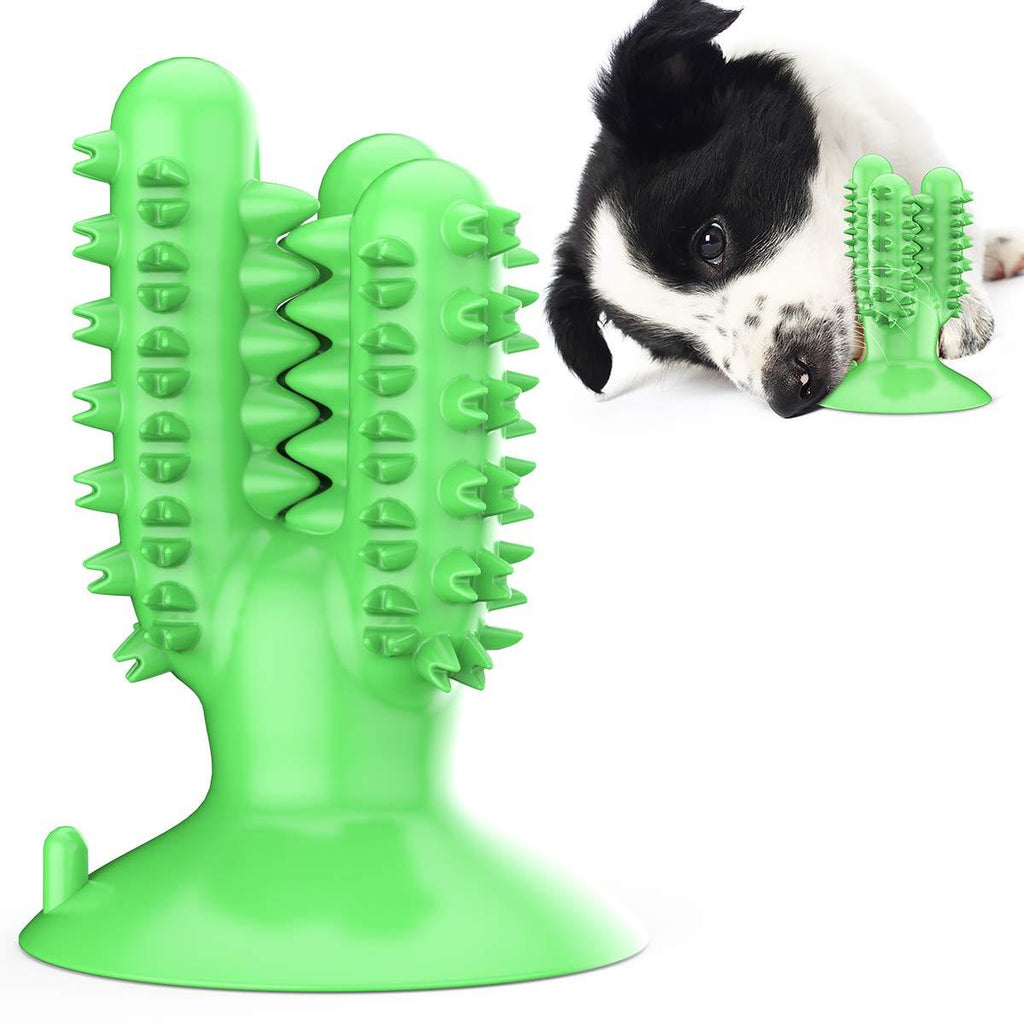 USWT Dog Pet Toothbrush with Suction Cup, Rubber Chew Toys for Teeth Cleaning and Training (green) green - PawsPlanet Australia