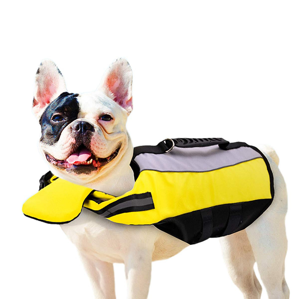 Vohoney Dog Life Jackets Pet Swimming Vest Lifesaver Jacket Dog Floatation Preserver Swimsuit with Buoyancy and Rescue Handle (S, Dog Life Jackets for Yellow) S - PawsPlanet Australia