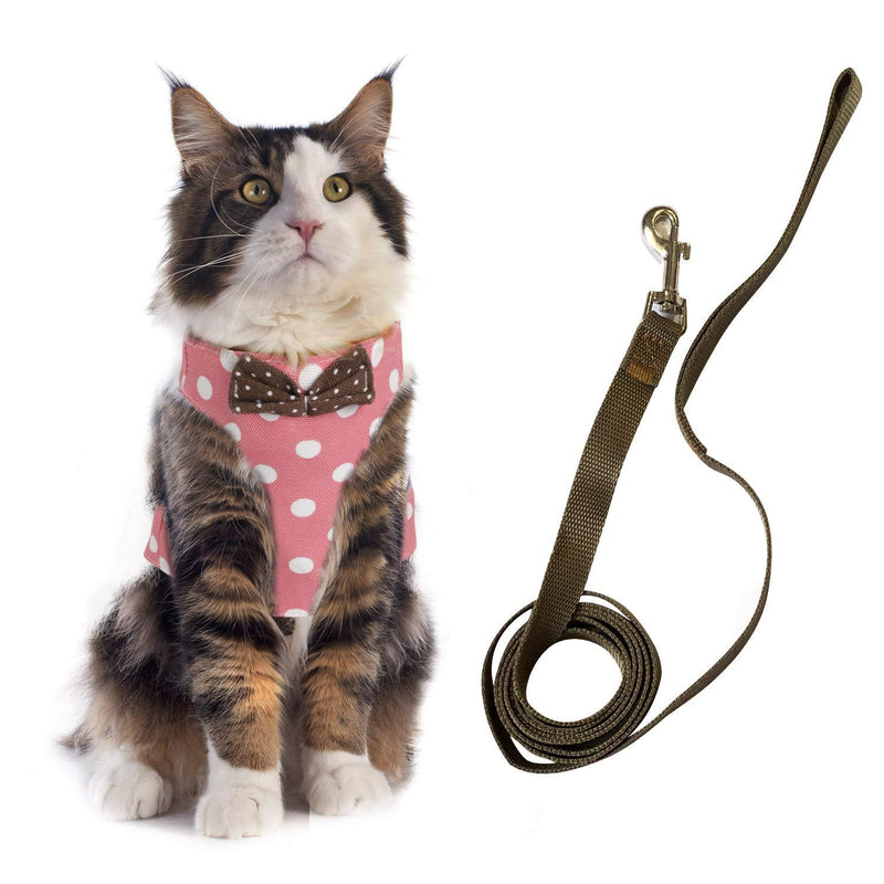 KATELUO Escape Proof Cat Harness, Cat Harness and Leash Set, Cat Vest Harness, Adjustable Soft Breathable Mesh, Perfect for Small Medium Cats (M, Pink) M - PawsPlanet Australia