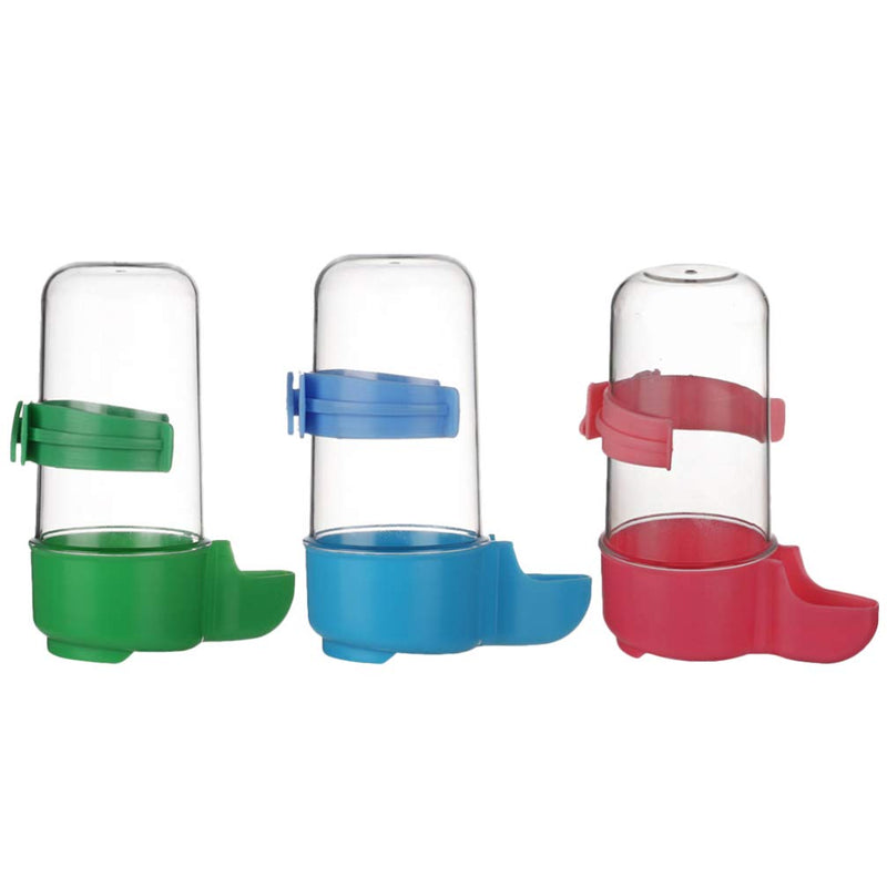 POPETPOP 3pcs Automatic Bird Feeders Bird Water Bottles Food Dispensers Hanging in Birds Cage for Cockatiel Parrots Budgie Lovebirds (Red Blue Green) - PawsPlanet Australia