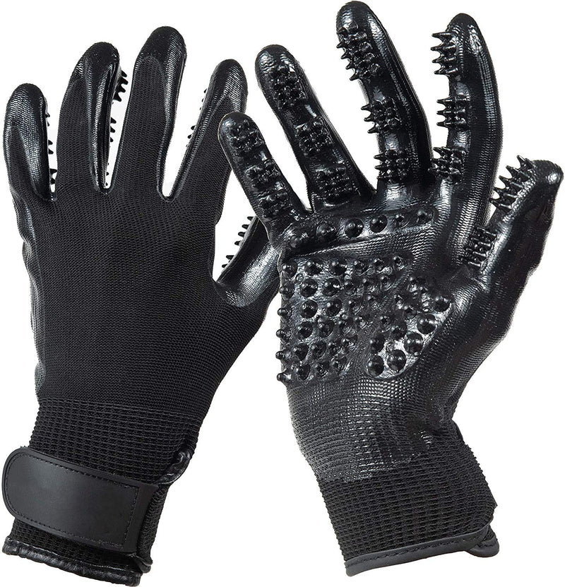 EazinGo Pet Grooming Glove Gentle Deshedding Brush Glove Efficient Pet Hair Remover Mitt - Enhanced Five Finger Design - Perfect for Dog & Cat with Long & Short Fur, 1 Pair - PawsPlanet Australia