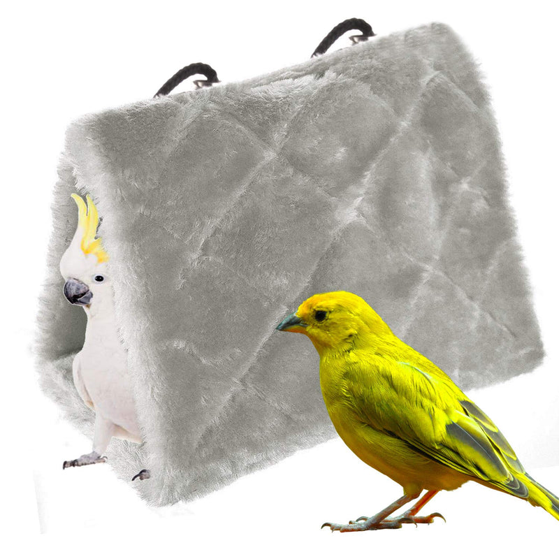 Winter Warm Bird Nest House Shed Hut Hanging Hammock Finch Cage Plush Fluffy Birds Hut Hideaway for Hamster Parrot Macaw Budgies Eclectus Parakeet Cockatiels Cockatoo Lovebird (M, Gray) M - PawsPlanet Australia