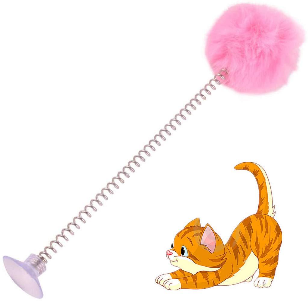 ZPP Fun Cat Stick Retractable Toys Wand Feather Fur Ball Kitten with Suction Cup Jingle Bell Fluffy Mice Wands Pet Toys Exerciser Play Teaser Catcher Home Pet Care - PawsPlanet Australia