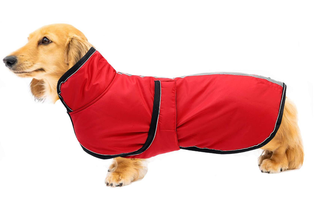 Ctomche Pet Jacket Outdoor Sport Waterproof Dachshunds Jacket Winter Warm Large Dog Coat，Reflective Safey Pet Vest Windproof Waterproof Reversible Dog Coat for Dachshunds Red-XL X-Large (Length: 46CM-51CM) - PawsPlanet Australia