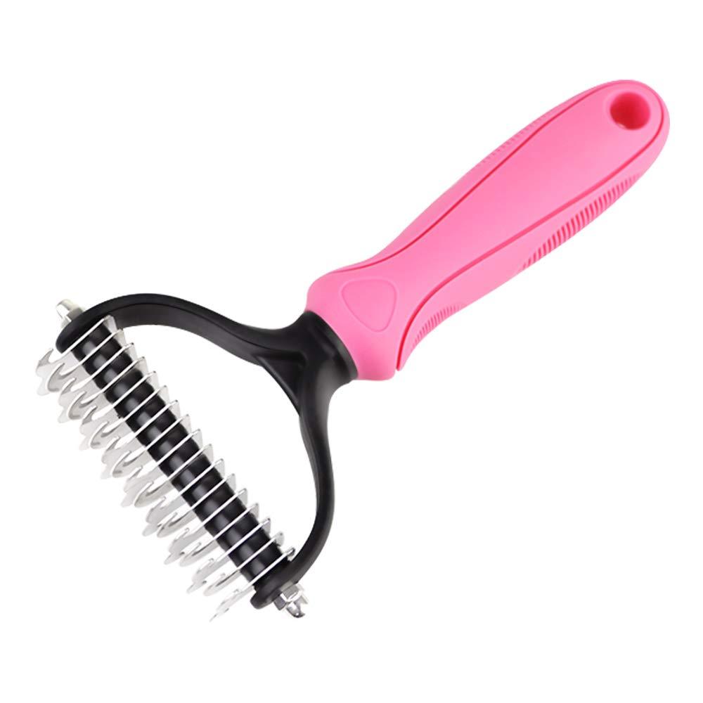 NATRUTH Dog Dematting Comb, Pet Grooming Brush Deshedding Tool 17+9 Double Sided Teeth Undercoat Rake, Dog or for Small, Medium, Large Dogs, Cats and Horses with Short or Long Hair (Pink) Pink - PawsPlanet Australia