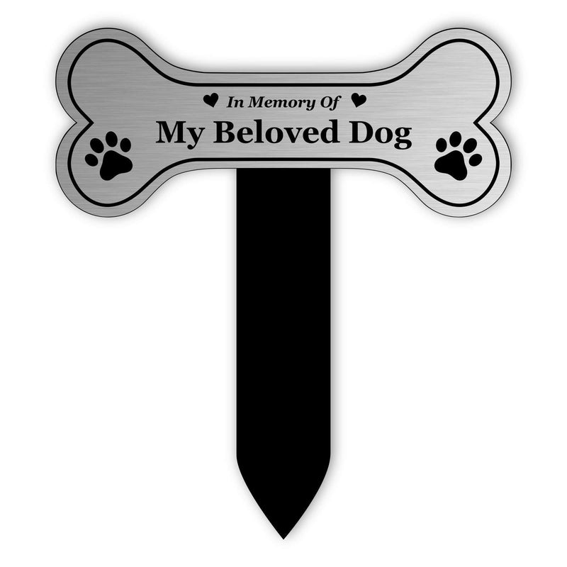 OriginDesigned New Large Pet DOG Memorial Stake - Engraved Plaque, Waterproof, Grave Marker, Garden (Silver) Silver - PawsPlanet Australia