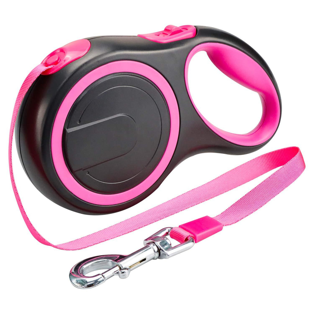BenRich Retractable Dog Lead, 5m/16ft Heavy Duty Strong Tangle Free Extendable Dog Lead Leash Anti-Bite Nylon Tape, One-Hand Brake, Pause, Lock, for Dogs Up to 20kg (Small/Medium, Pink) Small/Medium - PawsPlanet Australia
