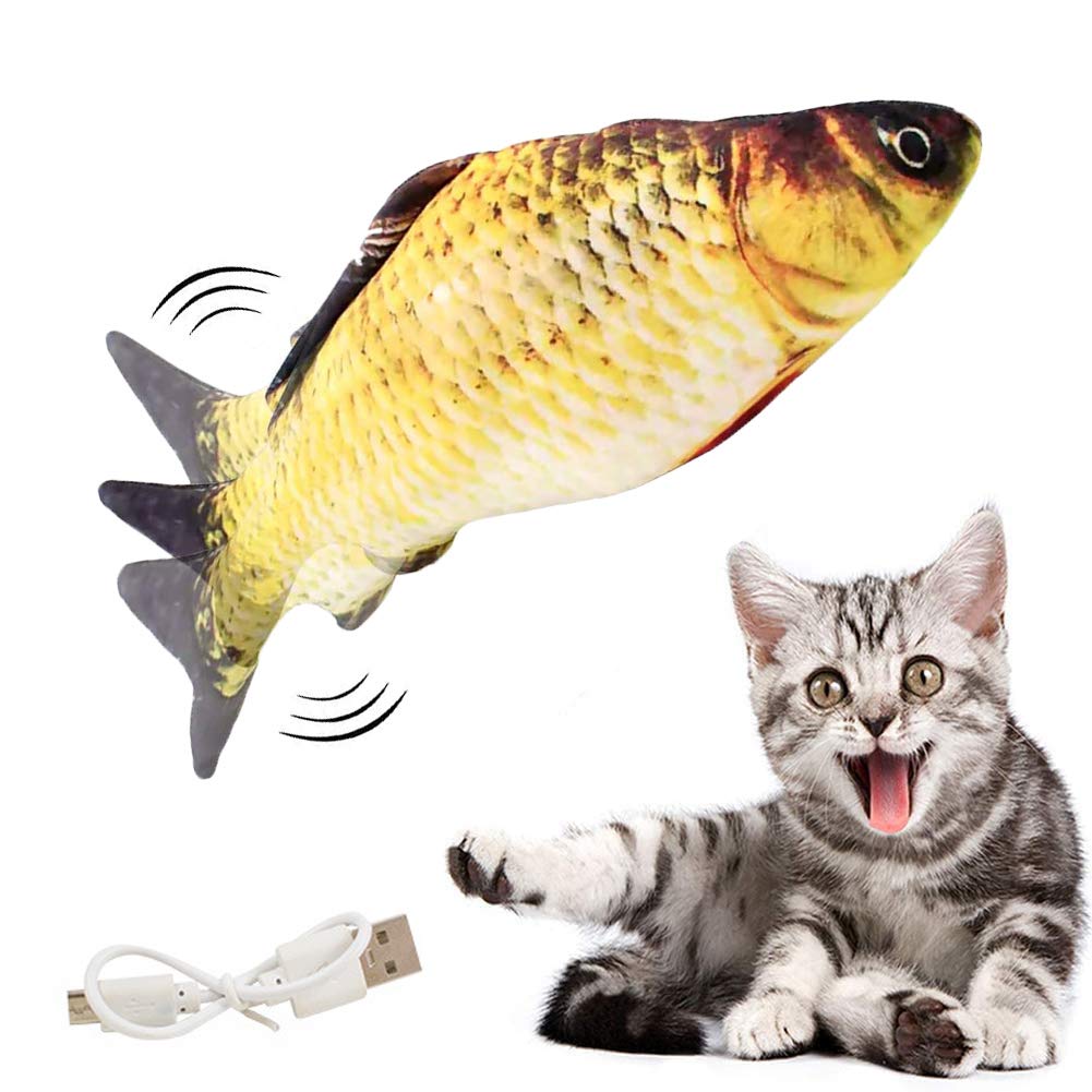 Electric Wagging Fish Cat Toy, Realistic Plush Electric Wagging Fish Toys, Simulation Interactive Funny Chew Cat Toy, Electric Fish Cat Toy, for Indoor Cats Pets Chewing Biting Kicking, Crucian Carp - PawsPlanet Australia