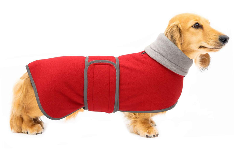 Ctomche dachshund Warm Dog Winter Coat,Fleece dachshund Dog Cold Weather Jacket,Winter Coat with Harness Dog Windbreaker Outdoor Warm Dog Vest for Dachshunds Red-L L - PawsPlanet Australia