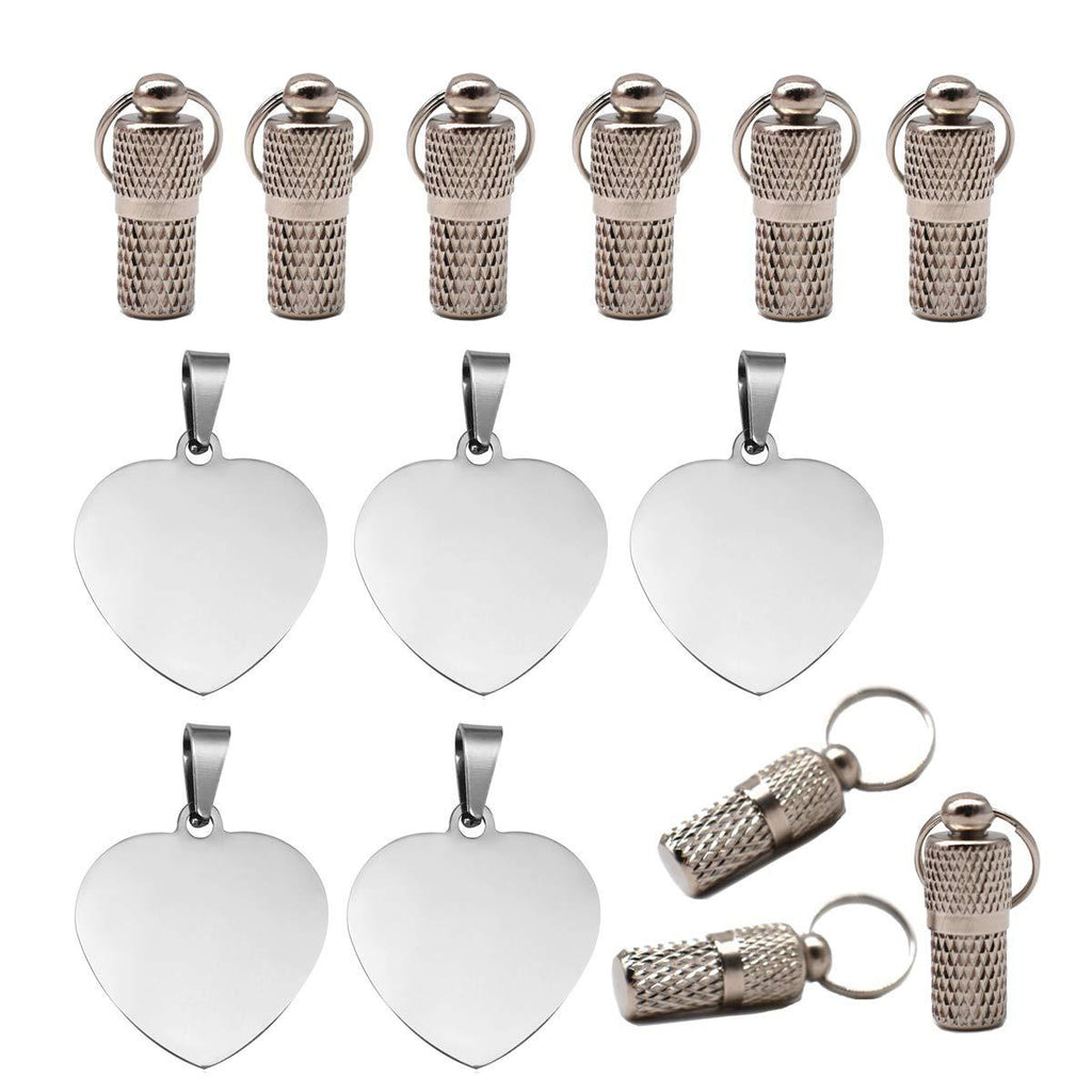 Liwein Pet ID Tag, 15 pcs Mini Pets Address Name Label Barrel Tube Collars Metal Stainless Steel Personalized Heart Shaped Engraved Address Tag for Dog Cat Puppy Pet Anti-Lost Collar Tag - PawsPlanet Australia