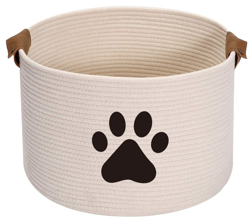 Cotton Rope Pet Toy and Accessory Storage Bin, Dog Cat Toy Baskets Organizer - Perfect for Organizing Pet Toys, Blankets, Leashes and Food - Beige - PawsPlanet Australia