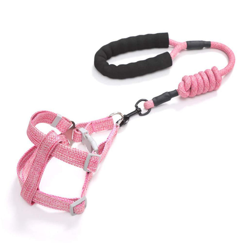 ETOPARS Pet Dog Harness Leashes Set, Pet Round Rope Chest Harness Traction Rope, Safety Harness for Dogs, Dog Vest Puppy Chest Strap, Pet Training Leash for Small and Medium Dogs L Pink - PawsPlanet Australia