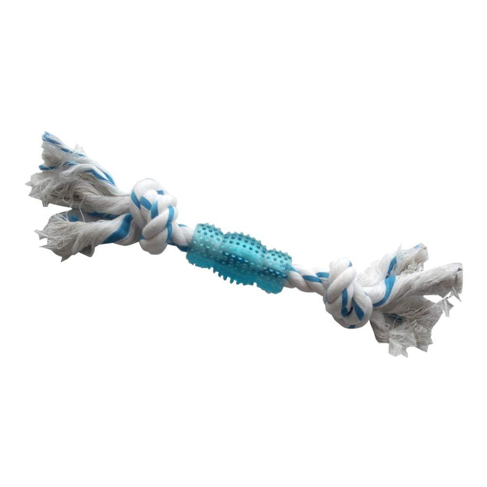 Schone Products (UK) Dog Chew Toy with Twisted Rope – White and Blue Tug of War Strong Knotted Rope - Perfect for Chewing and Teething - MAINTAINS ORAL HYGIENE – WITH BUILT IN BLUE GUM MASSAGER - PawsPlanet Australia