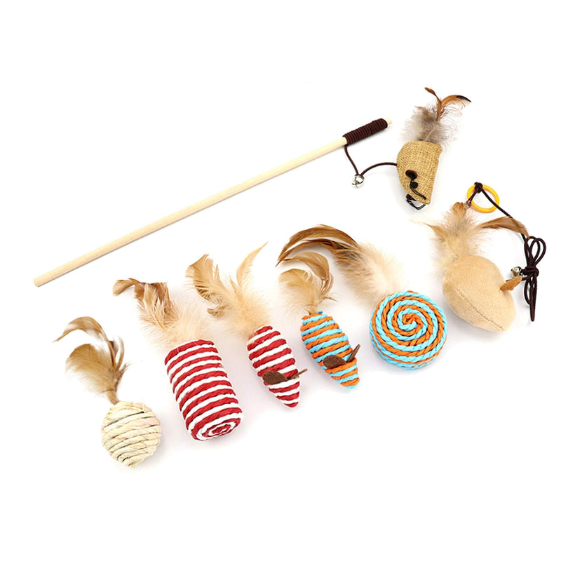 Yuning Cat Toys Gift Box, Cat Pet toys, Cat Feather Toys Set, Cat Interactive Wand Toy Set, 7 Pieces Of Replaceable Feather Fun Cat Toy Gift Set, Pet toys - Best Gift for Cat - PawsPlanet Australia