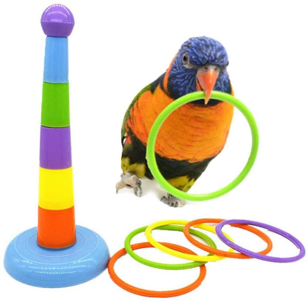 Acidea Bird Colorful Rings Training Toy Parrot Intelligence Development Interactive Toy for Budgie Parakeet Cockatoo Macaw African Grey - PawsPlanet Australia