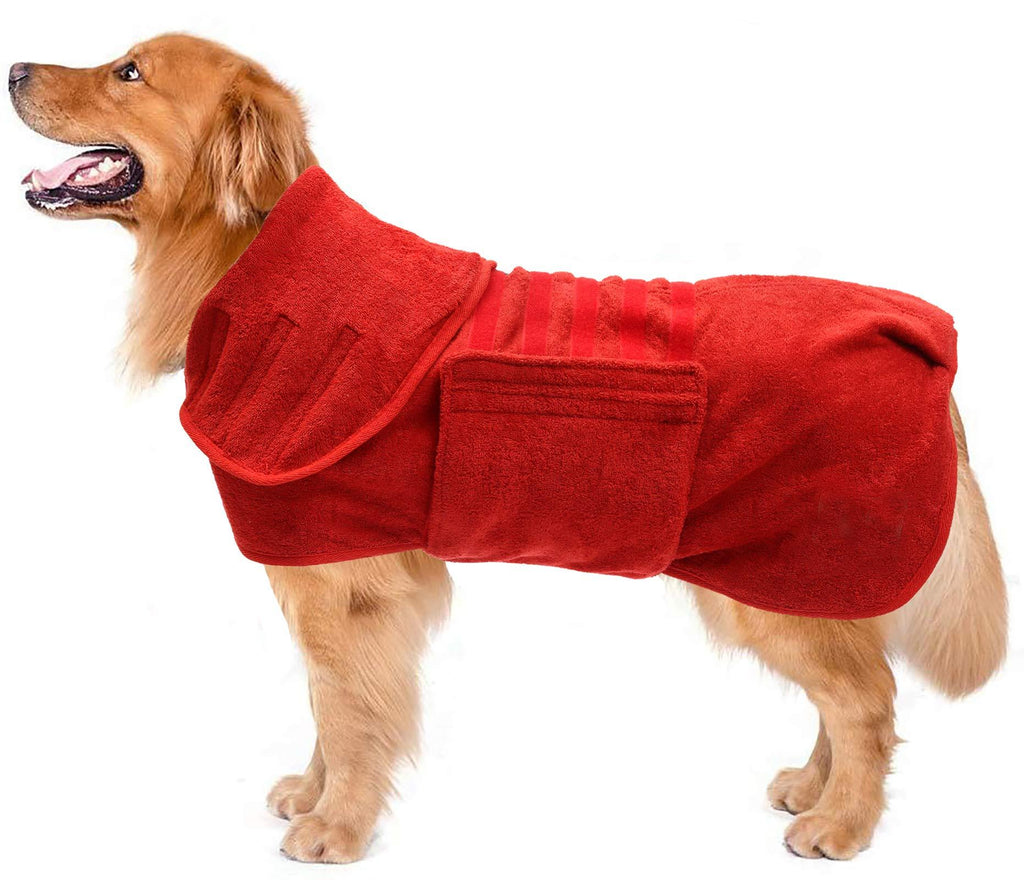 Ctomche Easy Wear Dog Towel,Dog Bathrobe Soft Super Absorbent Dog Drying Towel Robe,Dogs and Cats Water Bath Towel,Pet Bath Towel, Dry Fast Dog, Dog Bathrobe Towel Red-S Small (Length:33-36CM) - PawsPlanet Australia