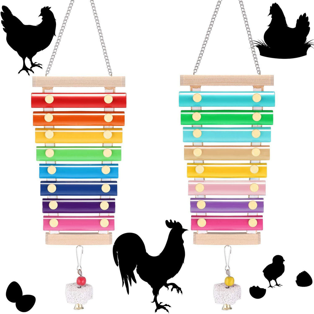 2 Pieces Chicken Toy Wooden Xylophone Toy Hen Musical Toy with 8 Metal Keys and 1 Grinding Stone For Chicken Coop Cages - PawsPlanet Australia