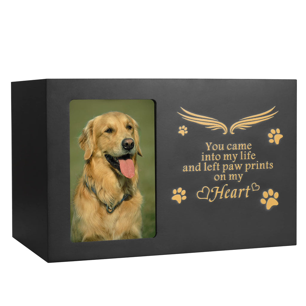 BAMTALK Pet Memorial Urn for Ashes,Nature Bamboo Cat or Dog Memory Box, Pet Memorial Keepsake, Pet Cremation Urn with Photo Frame, Urn for Dog Memorial Gifts, Pet Loss Gifts, Dog Remembrance Gift Black Color - PawsPlanet Australia