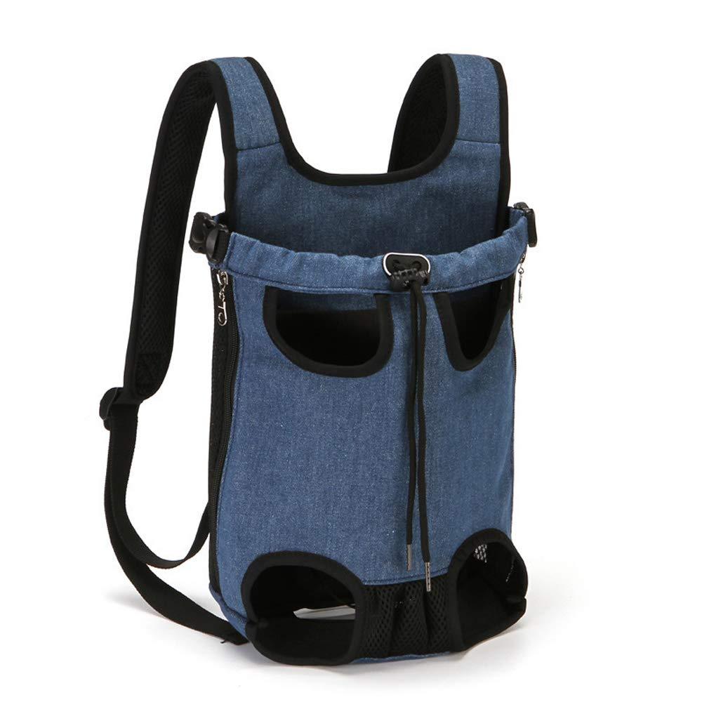 RC GearPro Pet Carrier Backpack, Adjustable Pet Front Cat Dog Carrier Backpack Travel Bag Canvas Chest Bag Outdoor Holder Bag for Small, Medium, Large Dogs Cats (M, Blue) M - PawsPlanet Australia