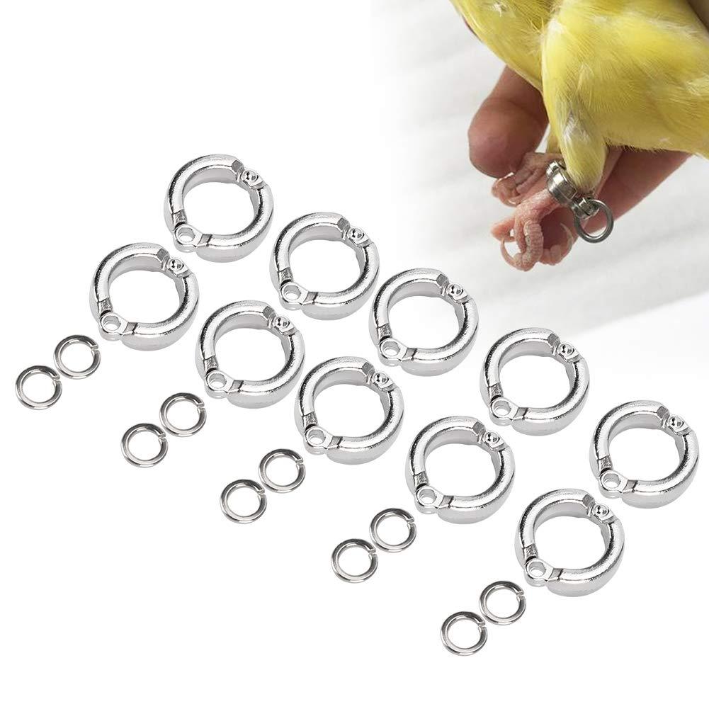 Cikonielf 10Pcs Bird Foot Rings Metal Parrot Leg Ring Outdoor Fly Training Activity Opening Clip Accessories for Small Medium Large Birds Training(#12) #12 - PawsPlanet Australia