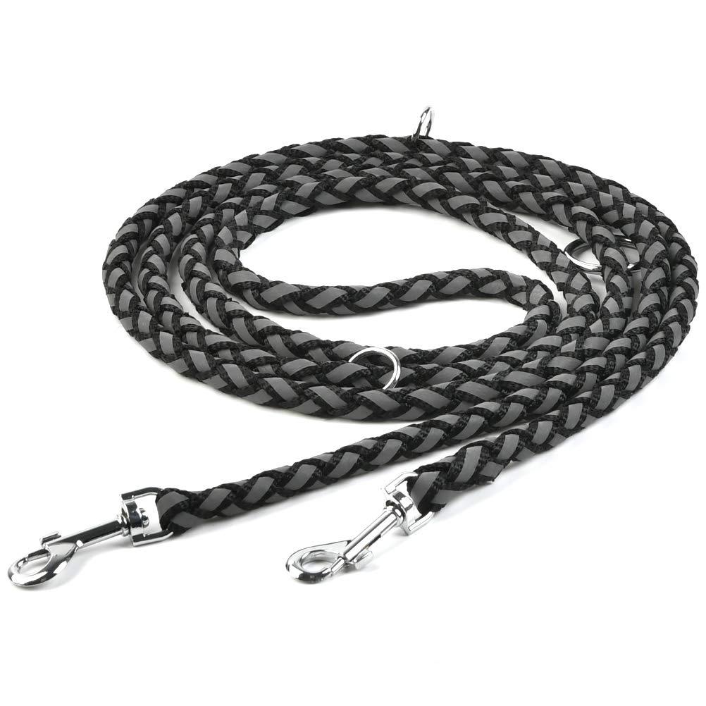N\A 2.5m Multi-Functional Double Durable Dog Rope Reflective Traction Rope Nylon Braided Dog Lead for Various Types of Dogs - PawsPlanet Australia