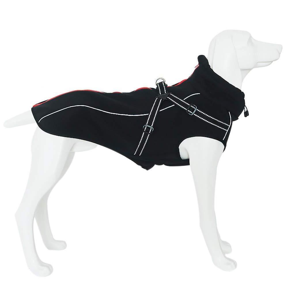 Ctomche Dog Jacket with Harness, Windproof Dog Vest with Reflective Strips Dog Windbreaker Outdoor Warm Dog Vest for Medium and Large Dogs black-S Small (Length: 45CM) - PawsPlanet Australia