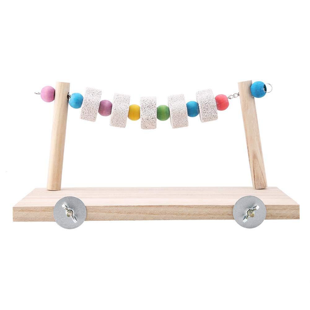 Aeloa Swing Wooden Stand Platform Mineral Stone Molar Toy Springboard for Birds Hamster - PawsPlanet Australia