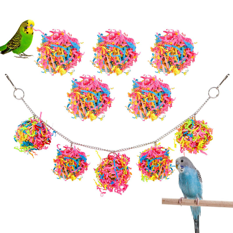 Pawaboo Bird Parrot Toys, 10 Colored Paper Rattan Balls, Bird Cage Hammock Hanging Swing Toy for Small Bird Parakeets, Cockatiels, Conures, Budgie, Lovebirds, Hummingbird, Finches, Colorful - PawsPlanet Australia