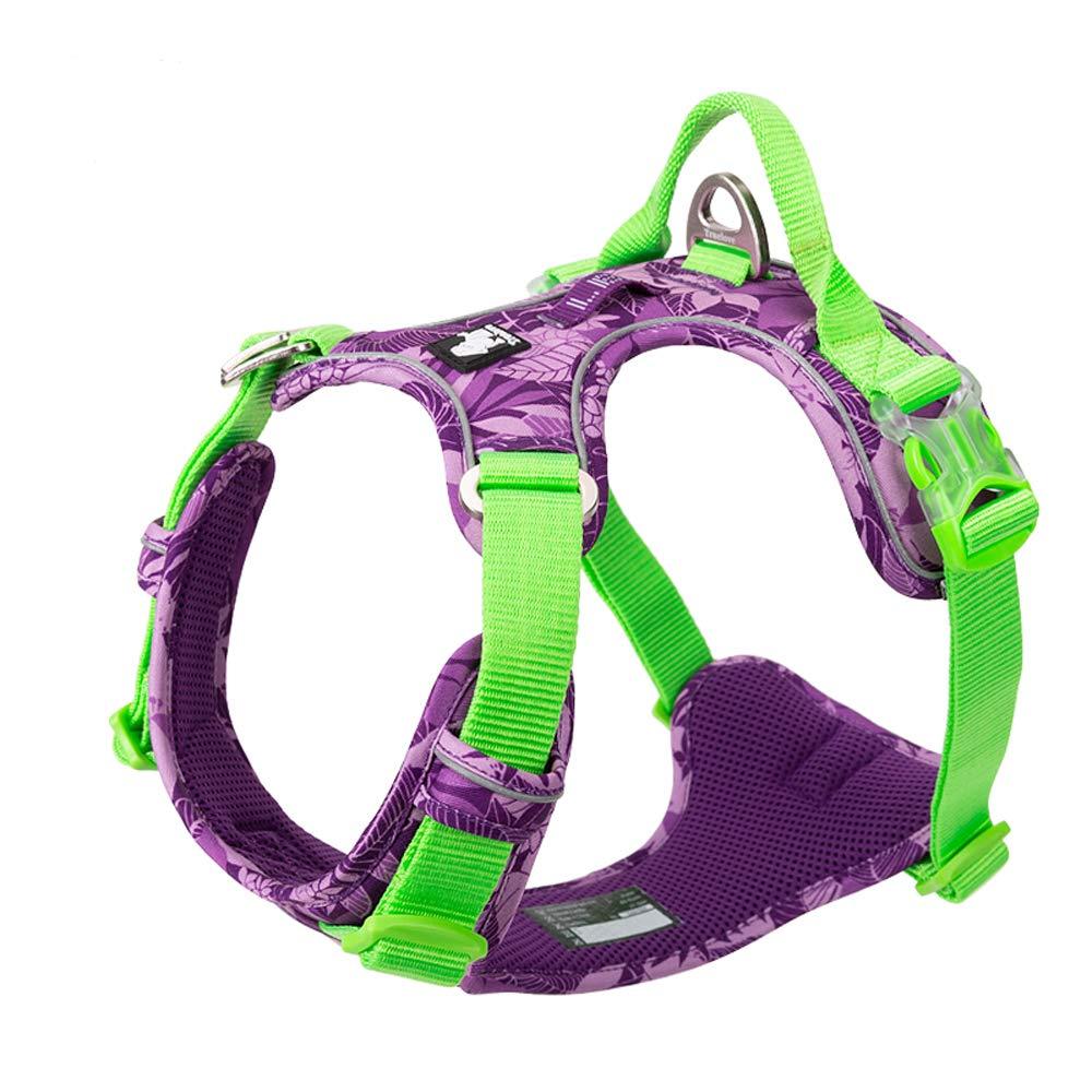 TRUE LOVE Dog Harness No Pull Adjustable Reflective Step-in Soft Nylon For Small Large Pet TLH5653(M, Camouflage Purple) M - PawsPlanet Australia