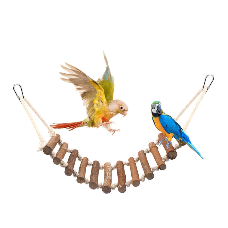 Huahao Wooden Natural Parrot Ladder 1Pcs Bridge Swing Ladder for Parrots Bird, Flexible Bird Bridge for Parrot Birds Training - PawsPlanet Australia